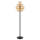 Skleněná retro stojací lampa jantarová, Ozan, s vypínačem
