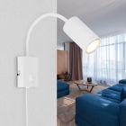 Kovová designová nástěnná lampa do zásuvky bílá, Roelof, s vypínačem