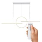 Kovové designové závěsné světlo bílé, Wieger, 50W, LED nastavitelný od teplé po studenou bílou, s dálkovým ovládáním