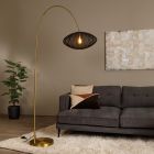 Černá stojací lampa japandi, Corina, s vypínačem
