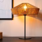 Ratanová stolní lampa dřevěná, Yunkai, s vypínačem