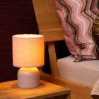 Růžová stolní lampa vintage, Woolly, s vypínačem
