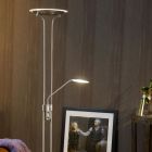 Chromová stojací čtecí lampa moderní, Champion, 20W, LED 3000 K, s vypínačem