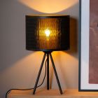 Bambusová stolní lampa černá, Tagalog, s vypínačem