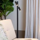 Černá nabíjecí stojací lampa moderní, Antrim, 2,2W, LED 2700 K, IP54, s dotykovým stmívačem