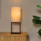 Béžová stolní lampa rustikální, Herman, s vypínačem