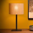 Ratanová stolní lampa hnědá, Magius, s vypínačem
