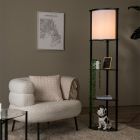 Černá stojací lampa moderní, Menno, s tahovým vypínačem