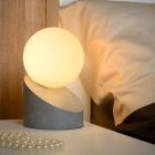 Šedá stolní lampa moderní, Len, s vypínačem