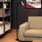 Černá stojací lampa moderní, Sybil, s vypínačem