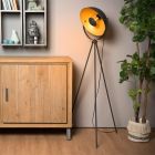 Černá trojnohá stojací lampa moderní, Alvaro, s vypínačem