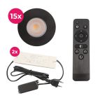 Hliníkové podhledové světlo na verandu černé, Dico, 3W, LED 2700 K, IP65, s dálkovým ovládáním
