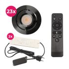 Hliníkové podhledové světlo na verandu černé, Rona, 3W, LED 2700 K, IP44, s dálkovým ovládáním