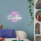 Průhledné nástěnné světlo plastové, Coffee, 5W, LED růžová, s vypínačem