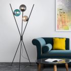 Černá stojací lampa moderní, Larans, s vypínačem