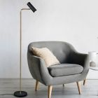 Mosazná stojací lampa moderní, Kaso, s vypínačem