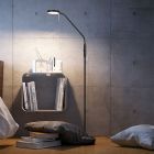 Černá stojací čtecí lampa moderní, Bilge, 12W, LED s nastavitelnou barvou světla, s dotykovým stmívačem
