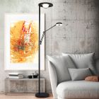 Černá stojací čtecí lampa moderní, Yazid, 32W, LED s nastavitelnou barvou světla, s dotykovým stmívačem
