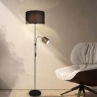 Černá stojací čtecí lampa moderní, Edina, s vypínačem