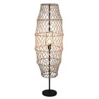 Hnědá stojací lampa japandi, Liduina, s vypínačem