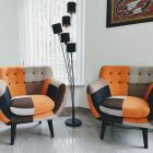 Černá stojací lampa moderní, Koge, s vypínačem