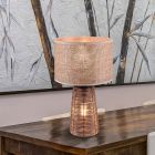 Ratanová stolní lampa hnědá, Fadila, s vypínačem