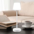 Bílá nabíjecí stolní lampa plastová, Suman, 2W, LED nastavitelný od teplé po studenou bílou, IP44, s dotykovým stmívačem