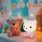 Růžová stolní lampa do dětského pokoje plastová, Lumibear, 0,3W, LED RGB, s vypínačem