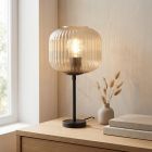 Designová stolní lampa jantarová, Charlois, s vypínačem
