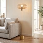 Designová stojací lampa jantarová, Charlois, s vypínačem