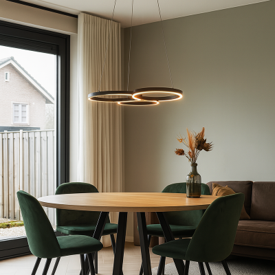 Designové závěsné světlo nad jídelní stůl černé, Thalia, 36W, LED 2700 K, s 3stupňovým stmíváním