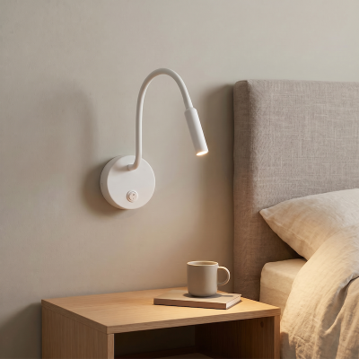 Moderní lampa u postele bílá, Fiona, s vypínačem
