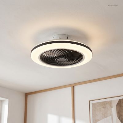 Moderní stropní ventilátor černý, Hale, 40W, 3000K LED, s dálkovým ovládáním