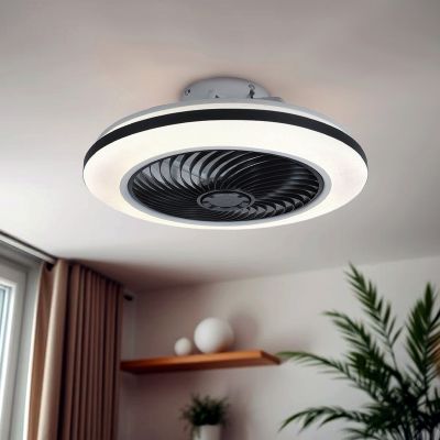 Moderní stropní ventilátor černý, Hale, 40W, 3000K LED, s dálkovým ovládáním