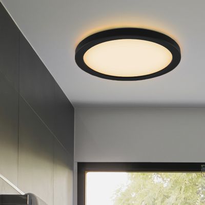 Plastové stropní světlo do koupelny černé, Shivani, 15W, LED 3000 K, IP44