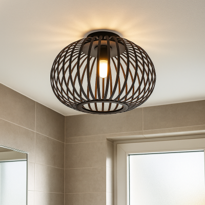 Industriální stropní světlo do koupelny černé, Lieve, IP44