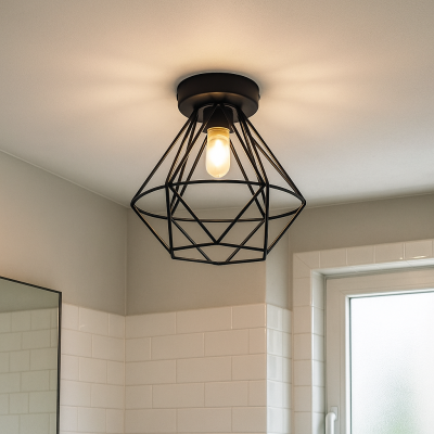 Industriální stropní světlo do koupelny černé, Jochem, IP44