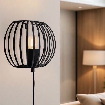 Industriální nástěnné světlo černé, Lieve, s vypínačem