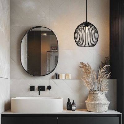 Industriální závěsné světlo do koupelny černé, Wiro, IP44