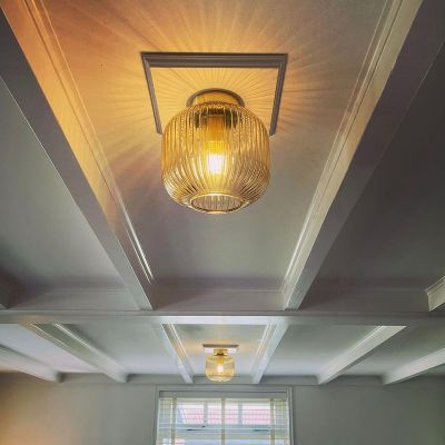 Retro stropní svítidlo jantarové, Charlois