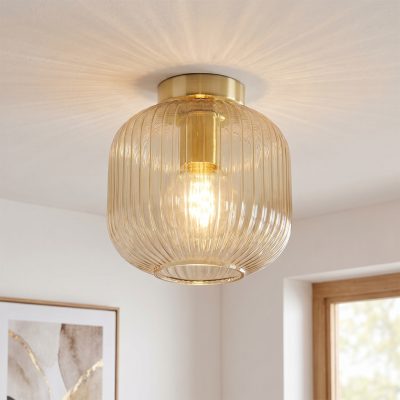 Retro stropní svítidlo jantarové, Charlois