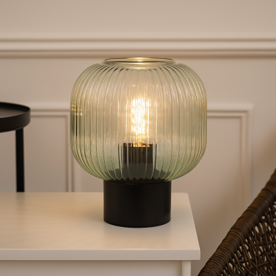Designová stolní lampa zelená, Charlois, s vypínačem