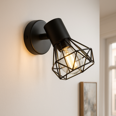 Industriální nástěnné bodové světlo černé, Jaylano