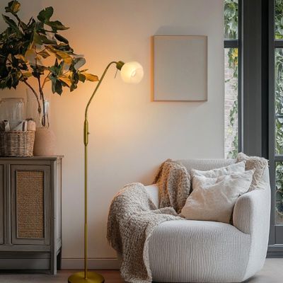 Designová stojací lampa bílá, Ayleen, s vypínačem