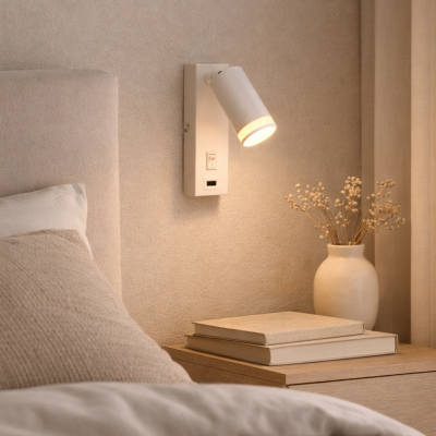 Moderní nástěnné bodové světlo bílé, Tara, s vypínačem