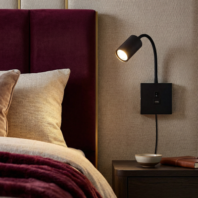 Moderní nástěnné bodové světlo černé, Tibor, s vypínačem