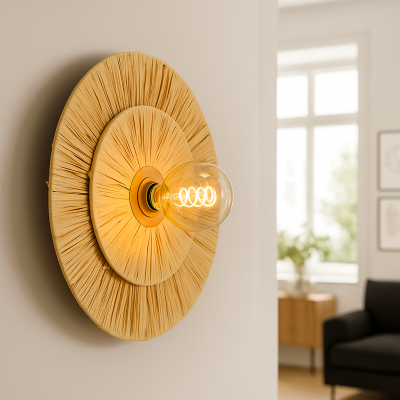 Rustikální nástěnné světlo hnědé, Daisy, s vypínačem