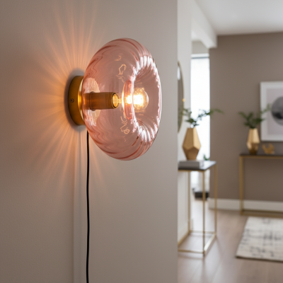 Retro nástěnné světlo růžové, Diane, s vypínačem