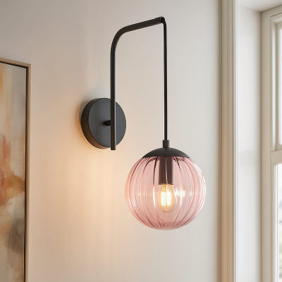 Retro nástěnné světlo růžové, Rifka, s vypínačem