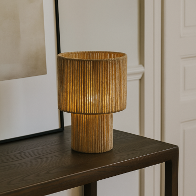 Rustikální stolní lampa hnědá, Sanny, s vypínačem